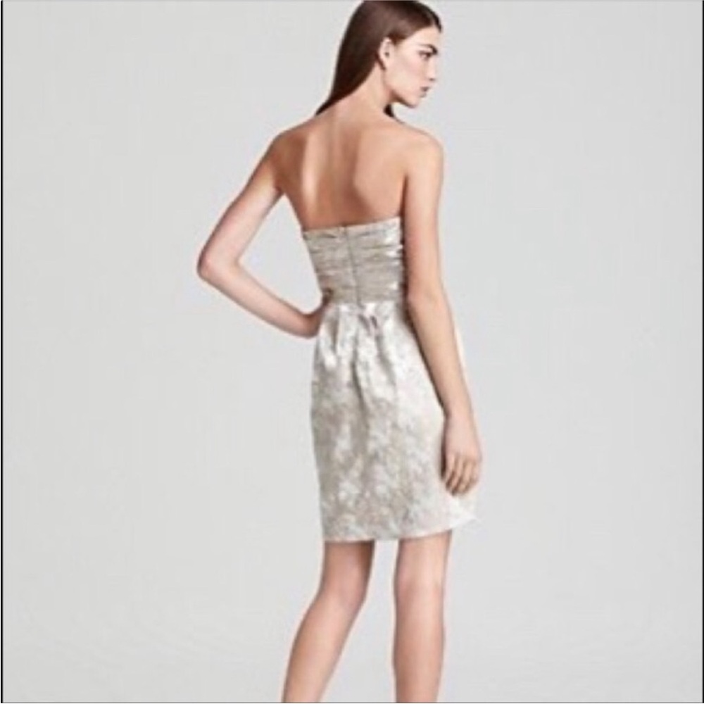 Max & Cleo Strapless Shimmering Gold Minidress 4 - Picture 11 of 12